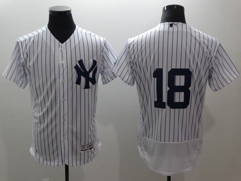 Men New York Yankees 18 Gregorius White stripes Elite MLB Jerseys